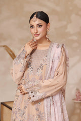 Fiza By Dressline Semi Stitched 3 Piece Chiffon Formals Collection'2025-fiza-semi-stitched-Rosy-Beige