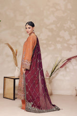 Fiza By Dressline Semi Stitched 3 Piece Chiffon Formals Collection'2025-fiza-semi-stitched-Amber-Glow