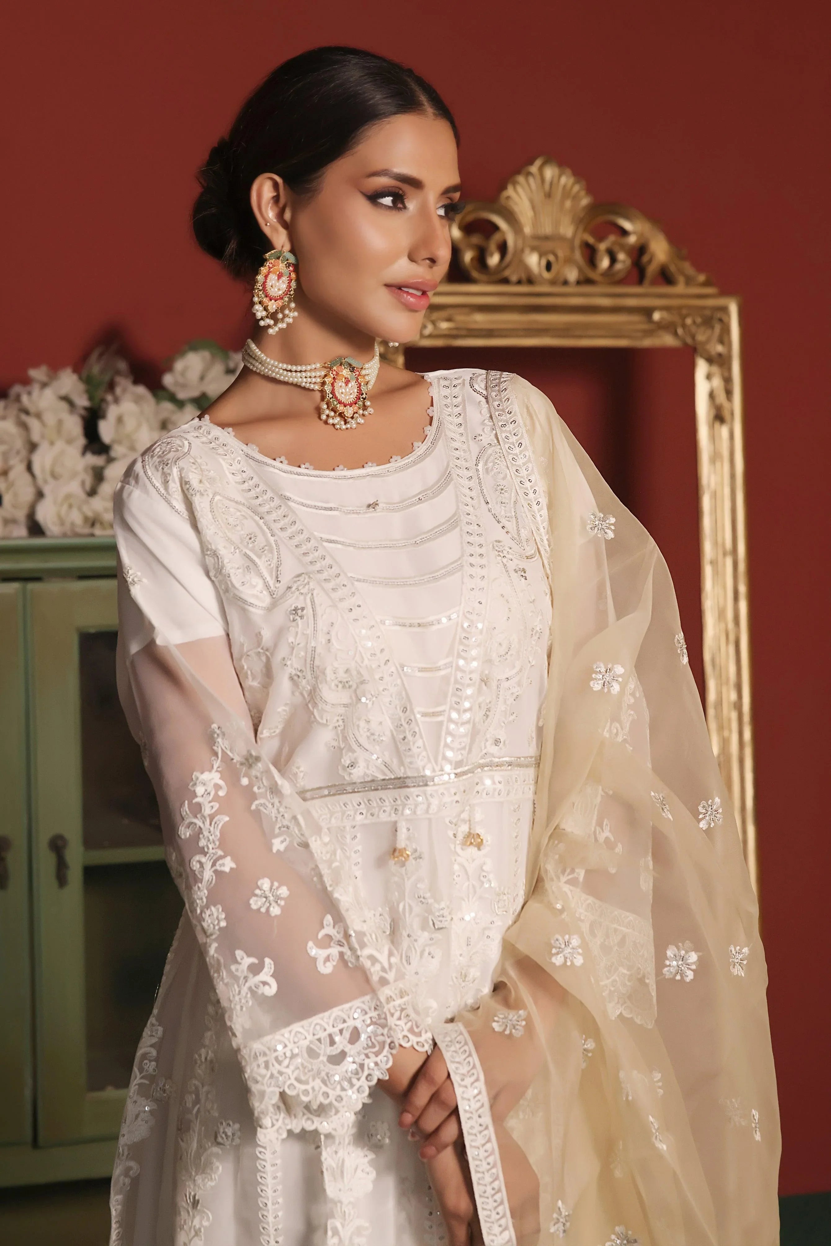 3 PIECE - EMBROIDERED ORGANZA MEXI 648J - Dressline Fabric