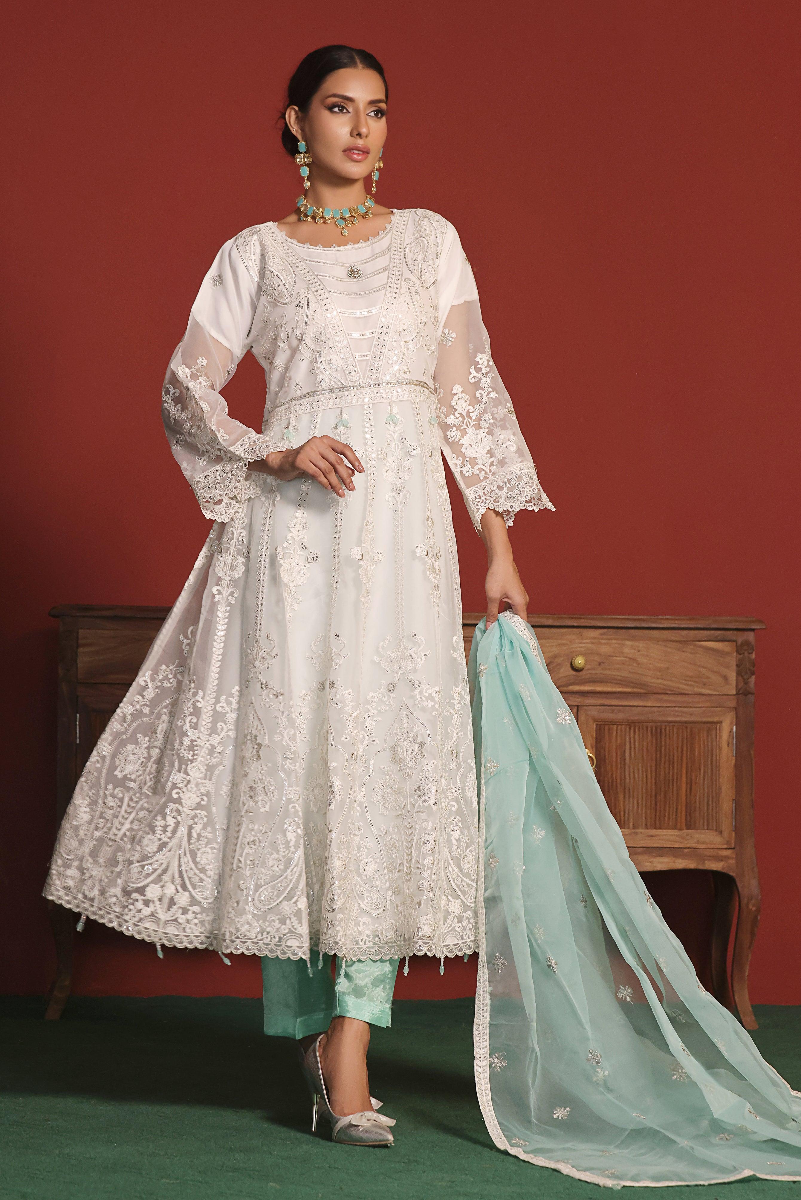 3 PIECE - EMBROIDERED ORGANZA MEXI 648J - Dressline Fabric