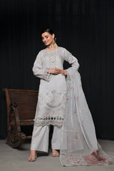 Dressline 3 Piece Emb Chikankari Lawn Suit 535
