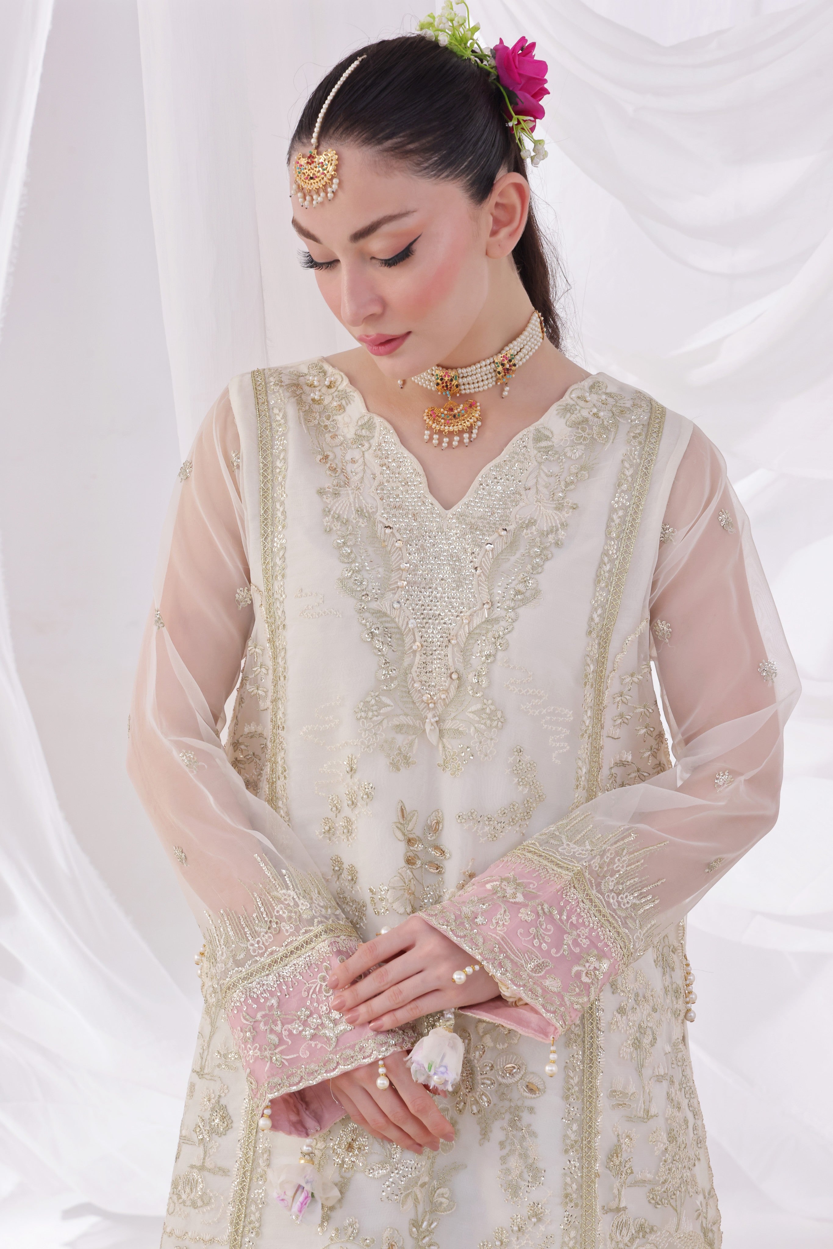 Dressline Ilaan Luxury Unstitched 3 Piece Emb Organza Dress