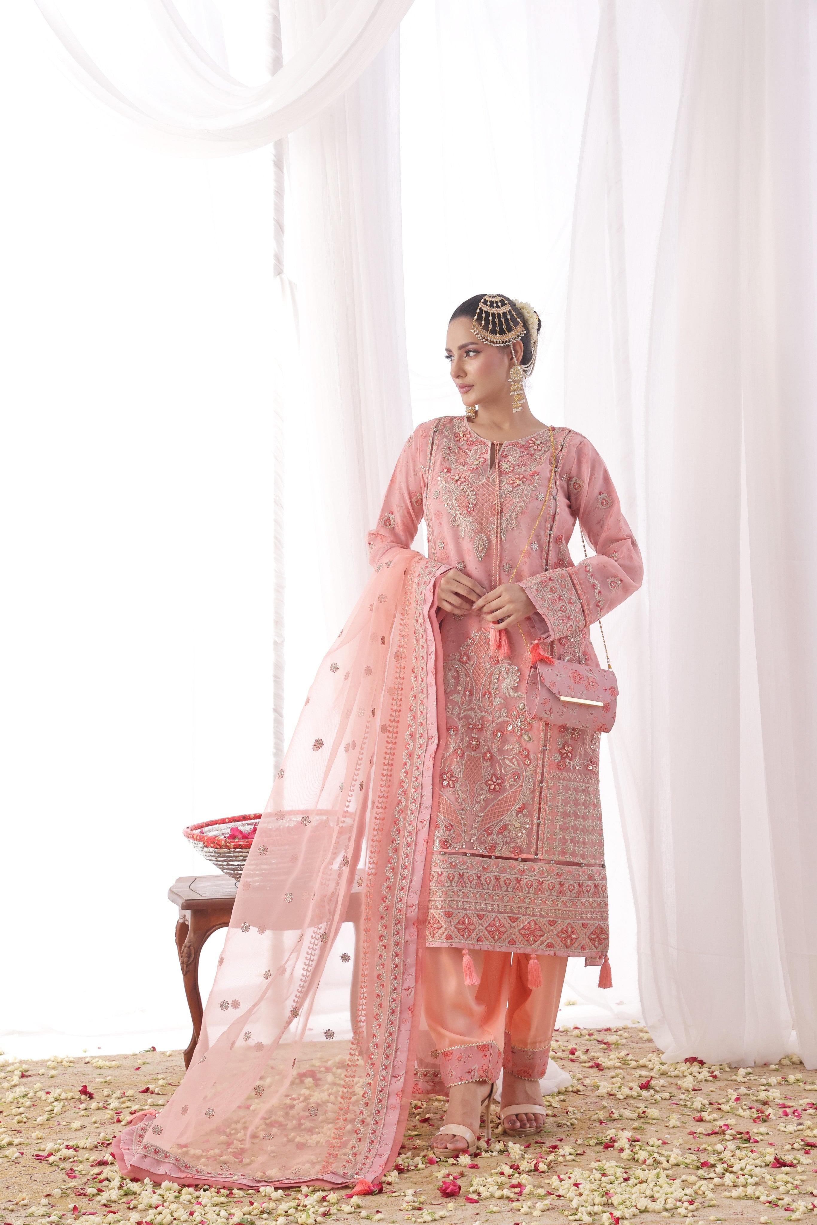 Dressline Ilaan Luxury Unstitched 3 Piece Emb Organza Dress