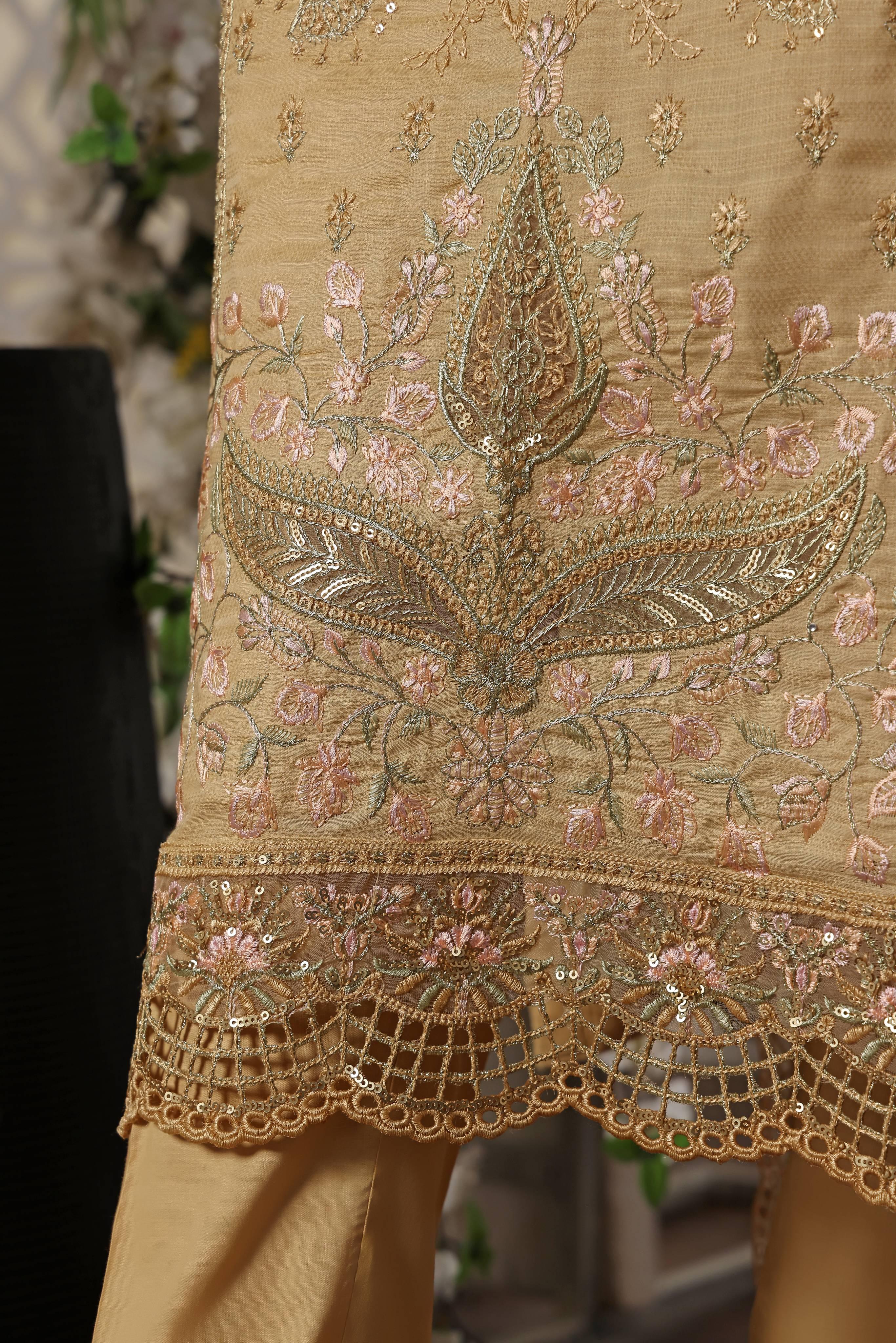 Dressline New Semi Stitched 3 Pcs Premium Dyed Lawn Fancy Full Chikankari With Sequence Emb Collection