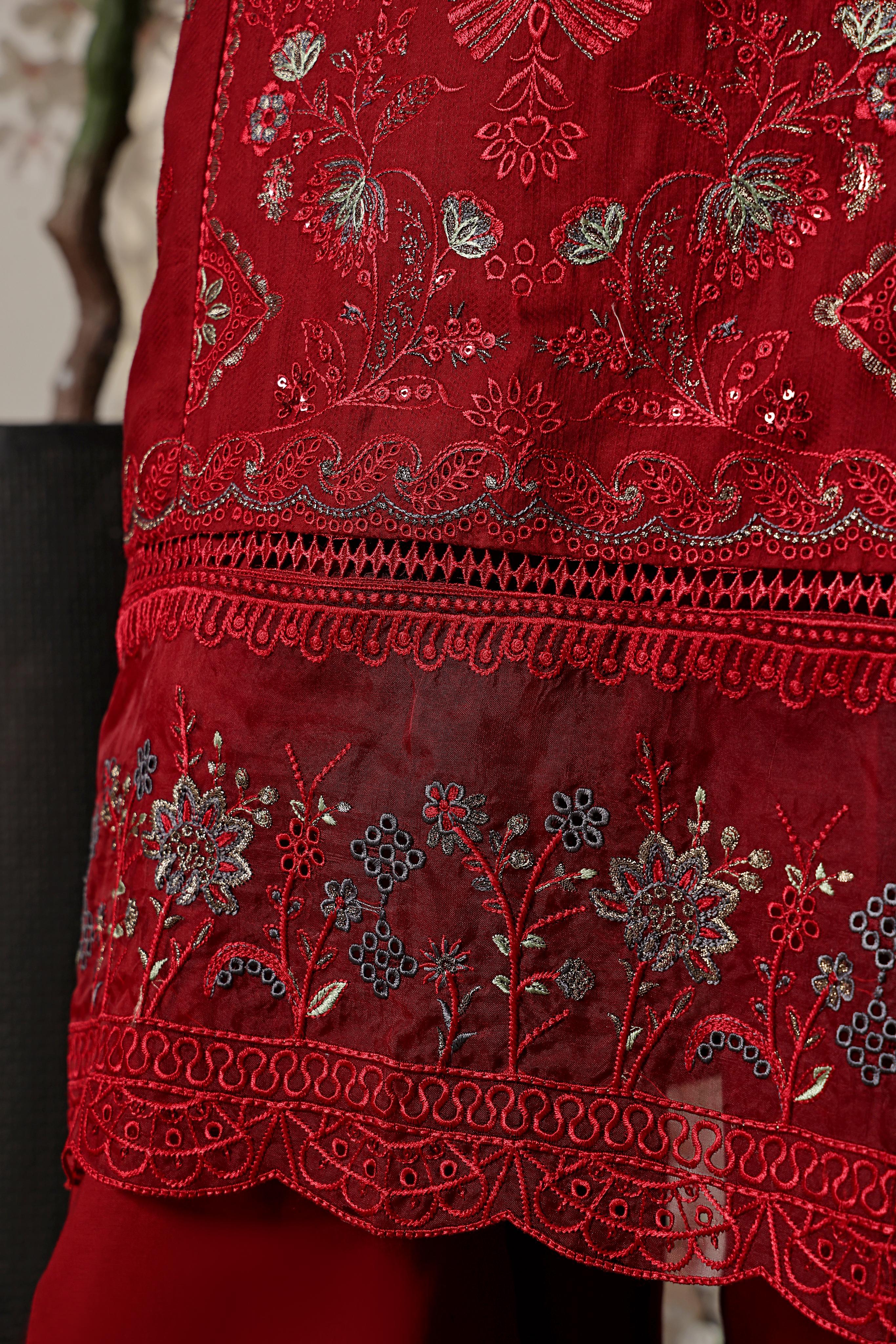 Dressline New Semi Stitched 3 Pcs Premium Dyed Lawn Fancy Full Chikankari With Sequence Emb Collection