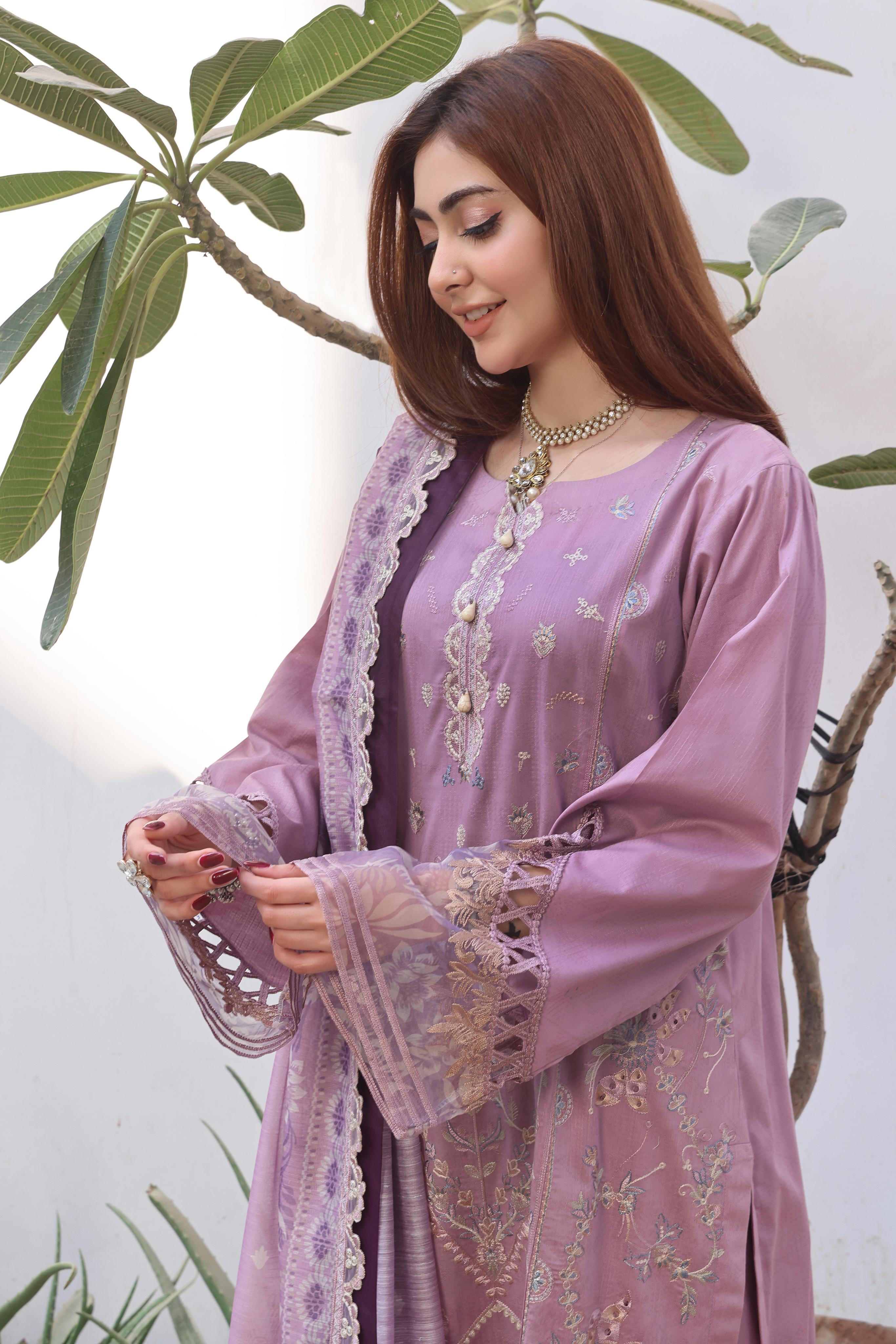 Dressline Bella Semi Stitched 3 Piece Premium Emb Chikankari & Laserkari Jacquard Lawn Collection