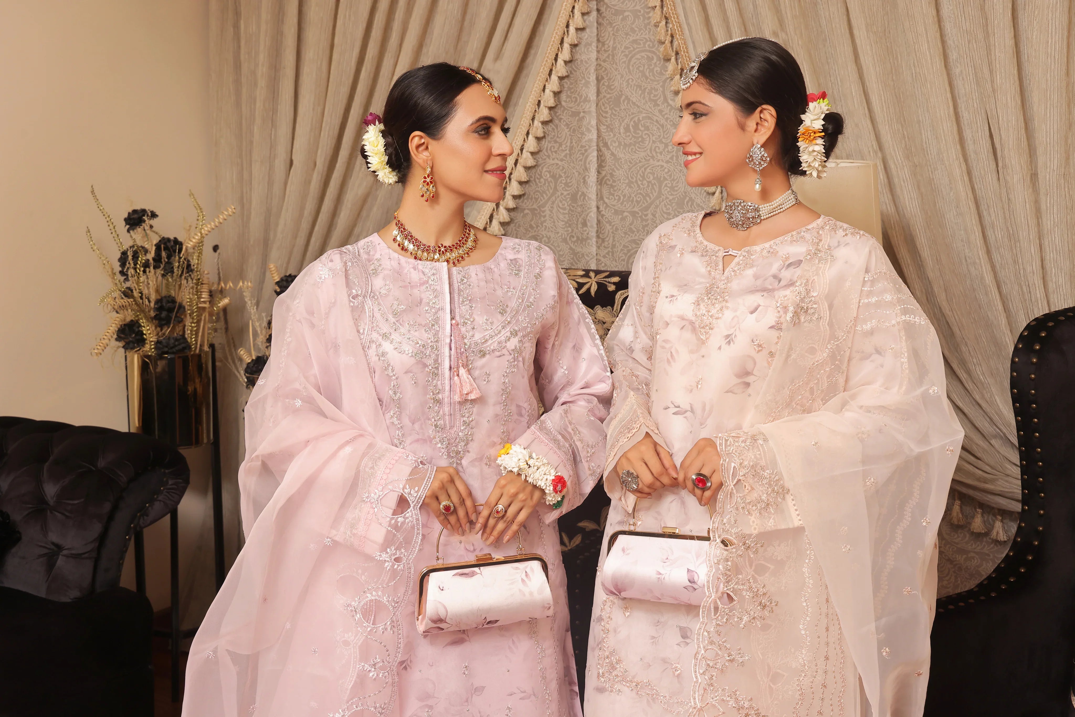 Dressline Semi Stitched 3 Pc Emb Luxury Organza Clutches Collection