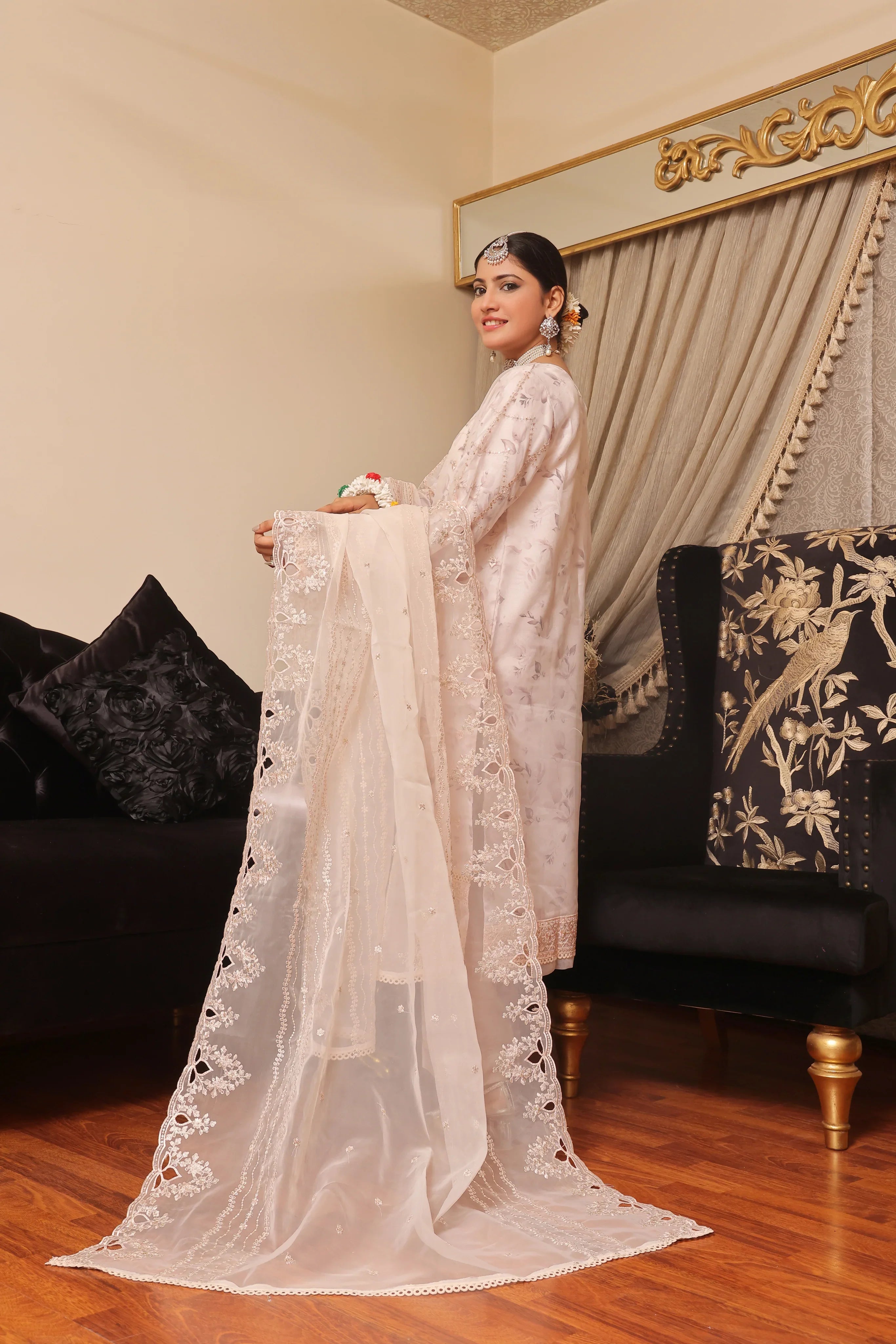 Dressline Semi Stitched 3 Pc Emb Luxury Organza Clutches Collection