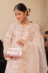 Dressline Semi Stitched 3 Pc Emb Luxury Organza Clutches Collection
