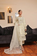 Dressline Semi Stitched 3 Pc Emb Luxury Organza Clutches Collection