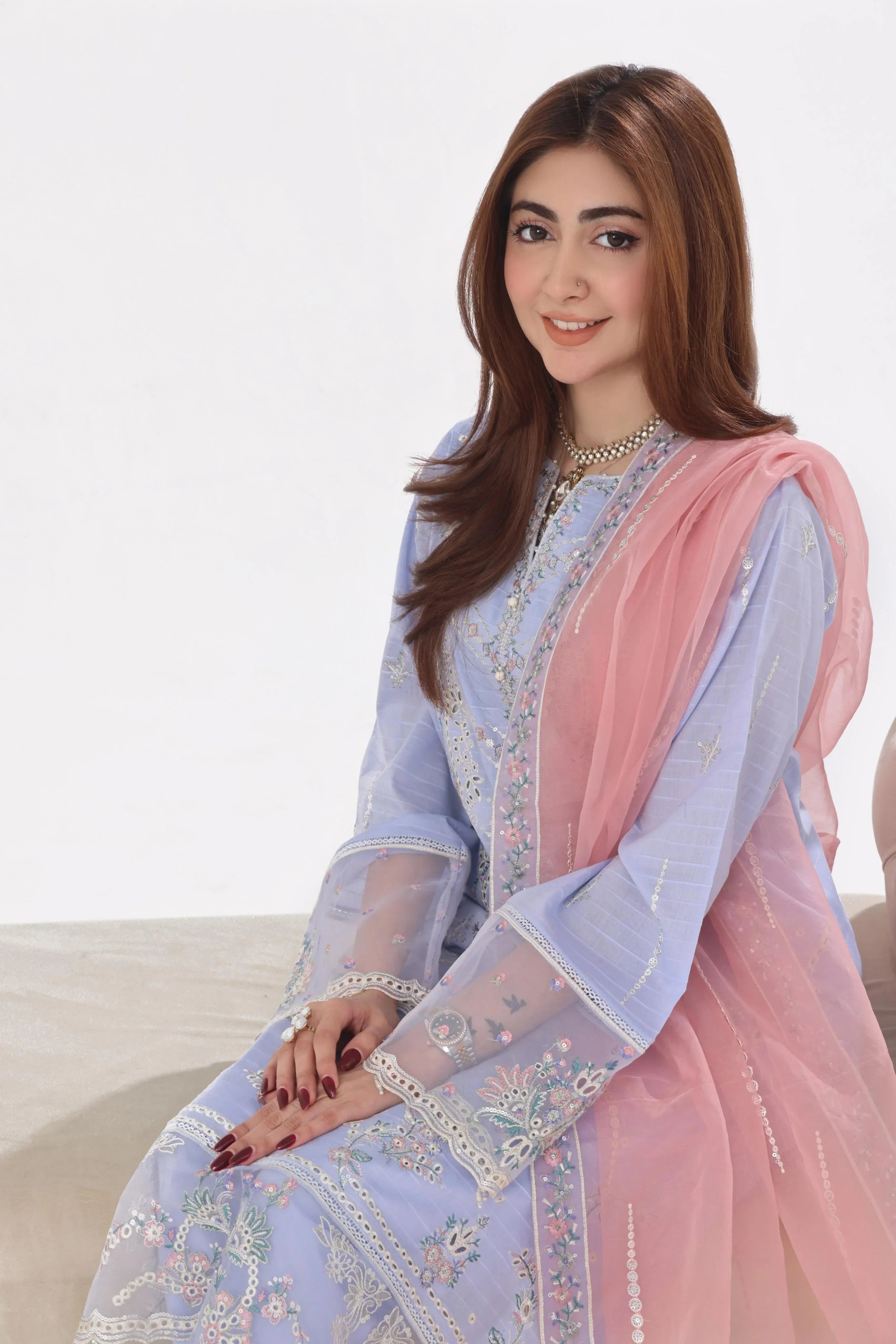 Dressline New Un Stitched 3 Pcs Premium Chikankari Emb Check Lawn Digital Printed Collection