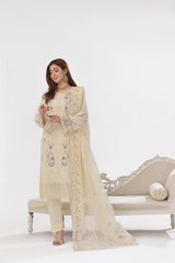 Dressline New Un Stitched 3 Pcs Premium Chikankari Emb Check Lawn Digital Printed Collection