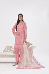 Dressline New Un Stitched 3 Pcs Premium Chikankari Emb Check Lawn Digital Printed Collection