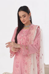 Dressline New Un Stitched 3 Pcs Premium Chikankari Emb Check Lawn Digital Printed Collection