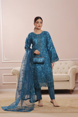 Sharjeena By Dressline Semi Stitched 3 Piece Organza Formals Collection'2025-sharjeena-D-semi-Stitched-blue