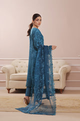 Sharjeena By Dressline Semi Stitched 3 Piece Organza Formals Collection'2025-sharjeena-D-semi-Stitched-blue
