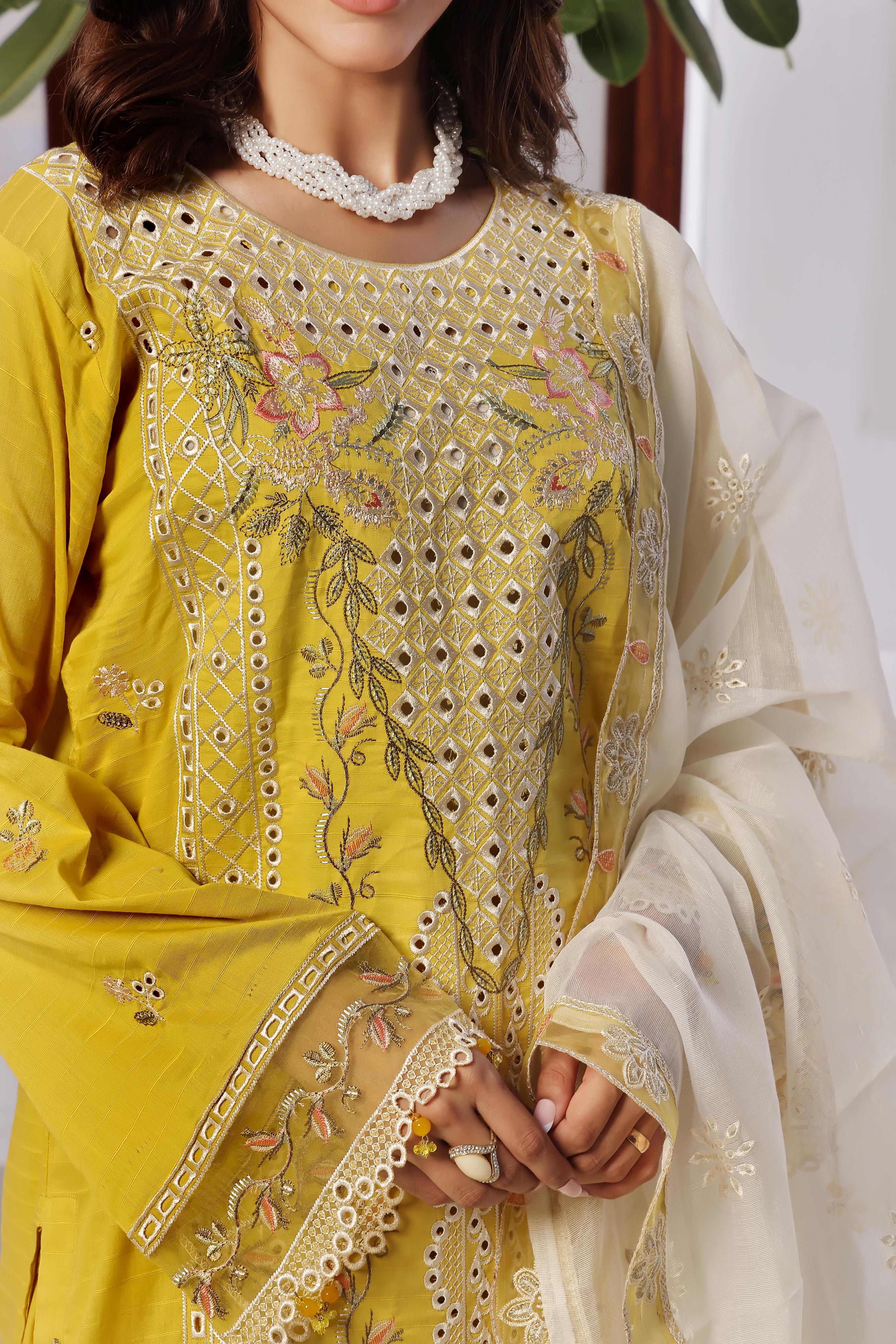 Dressline New Un Stitched 3 Pcs Premium Emb Chikankari Doriya Lawn Collection