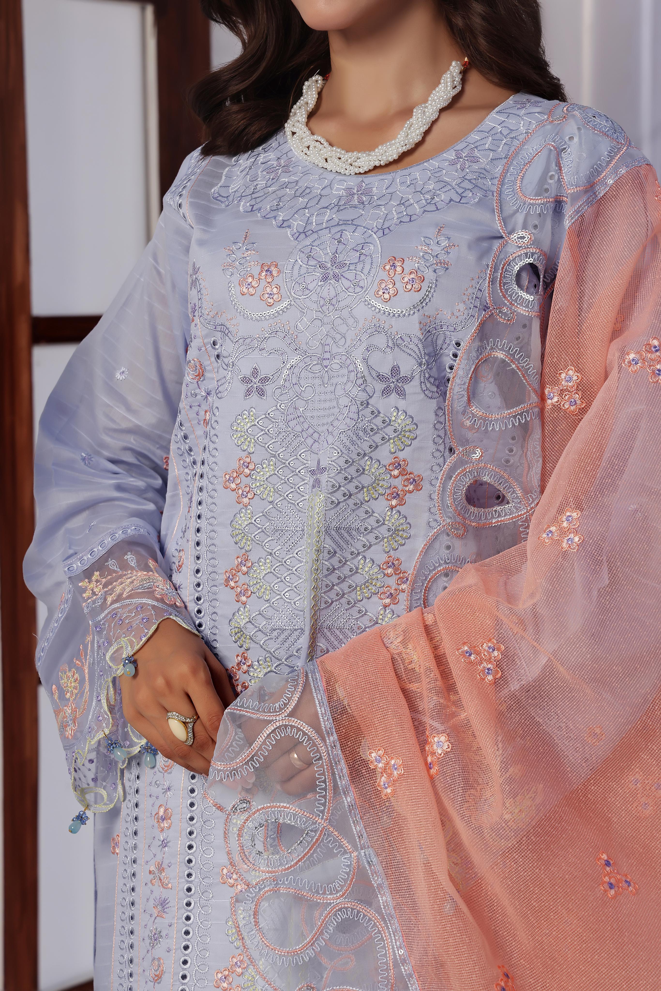 Dressline New Un Stitched 3 Pcs Premium Emb Chikankari Doriya Lawn Collection