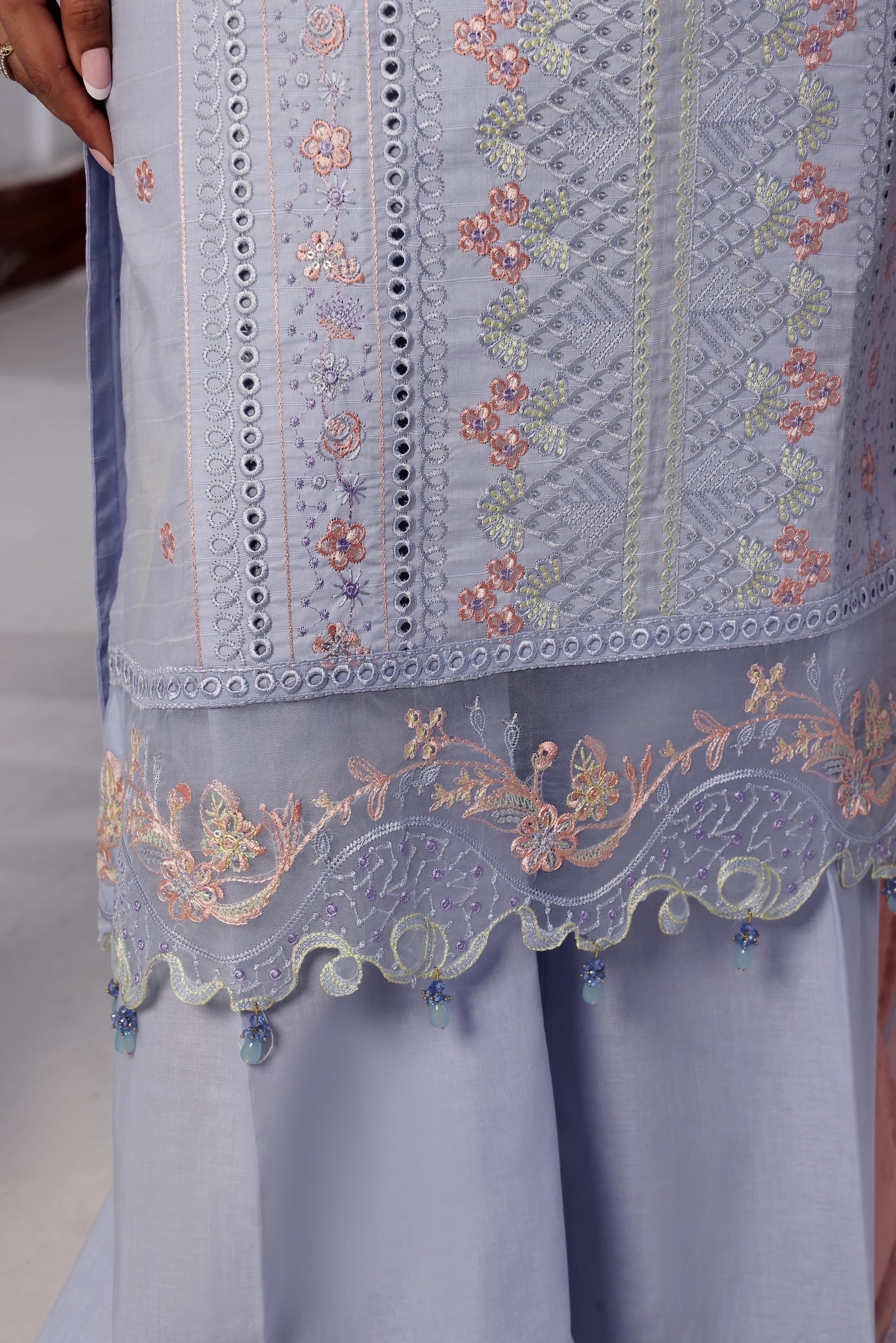 Dressline New Un Stitched 3 Pcs Premium Emb Chikankari Doriya Lawn Collection