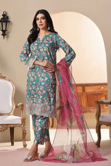 Dressline 3 Piece Emb Laserkari Lawn Suit 543