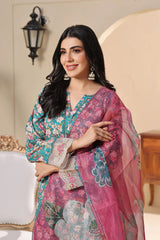 Dressline 3 Piece Emb Laserkari Lawn Suit 543