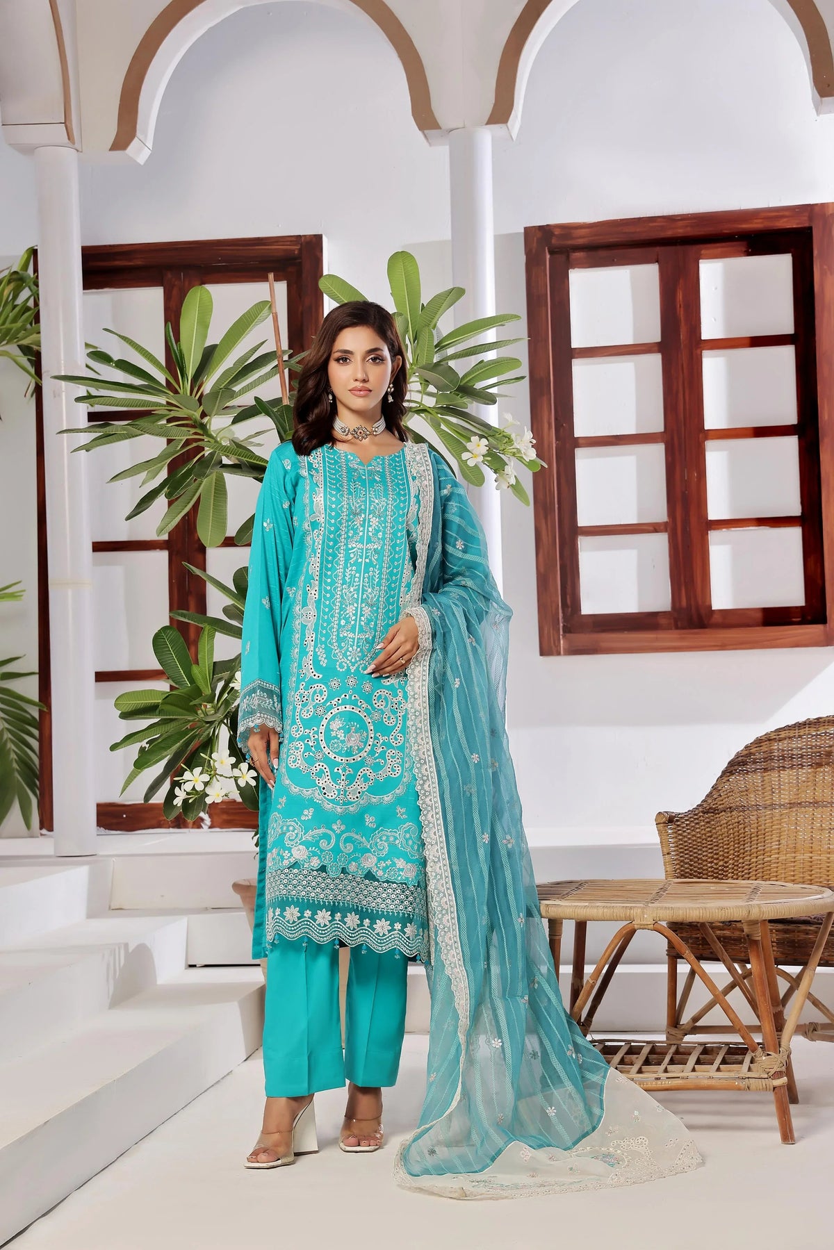 Dressline New Un Stitched 3 Pcs Premium Emb Chikankari Doriya Lawn Collection
