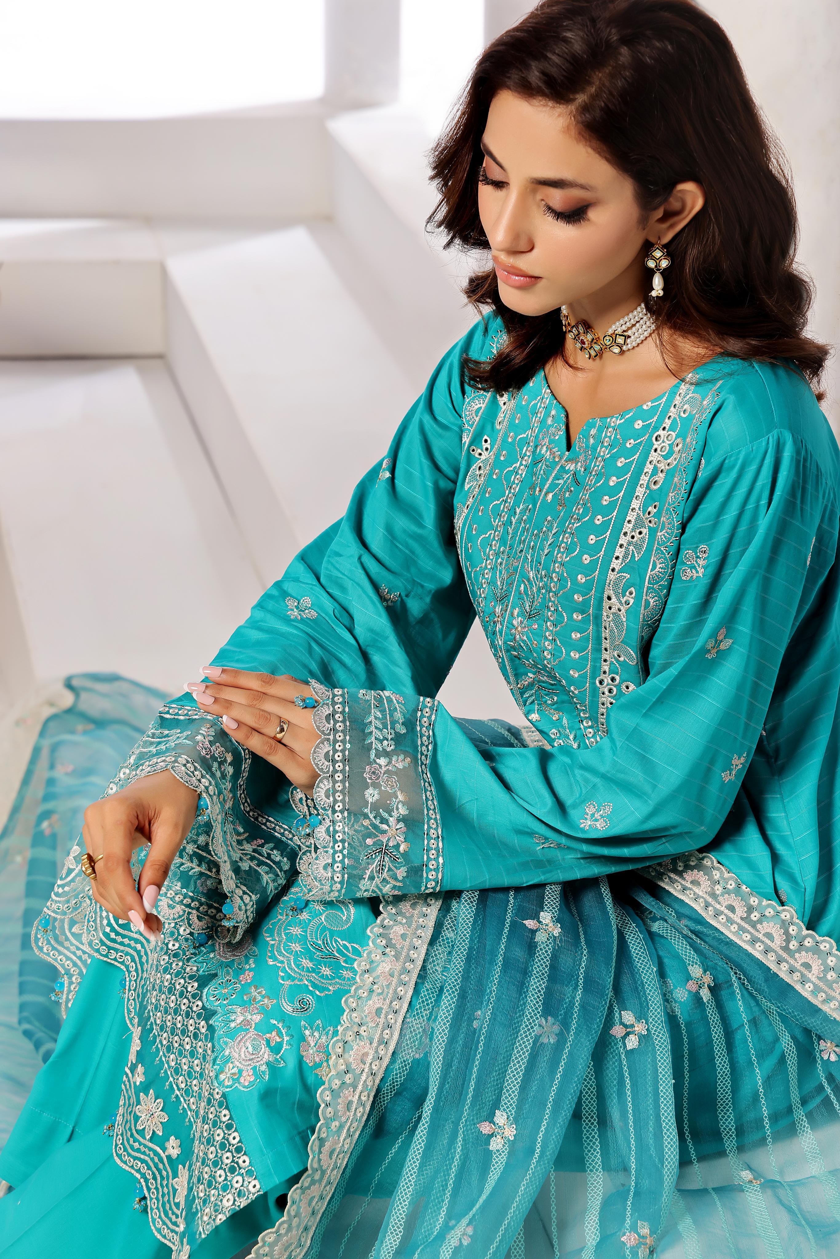 Dressline New Un Stitched 3 Pcs Premium Emb Chikankari Doriya Lawn Collection
