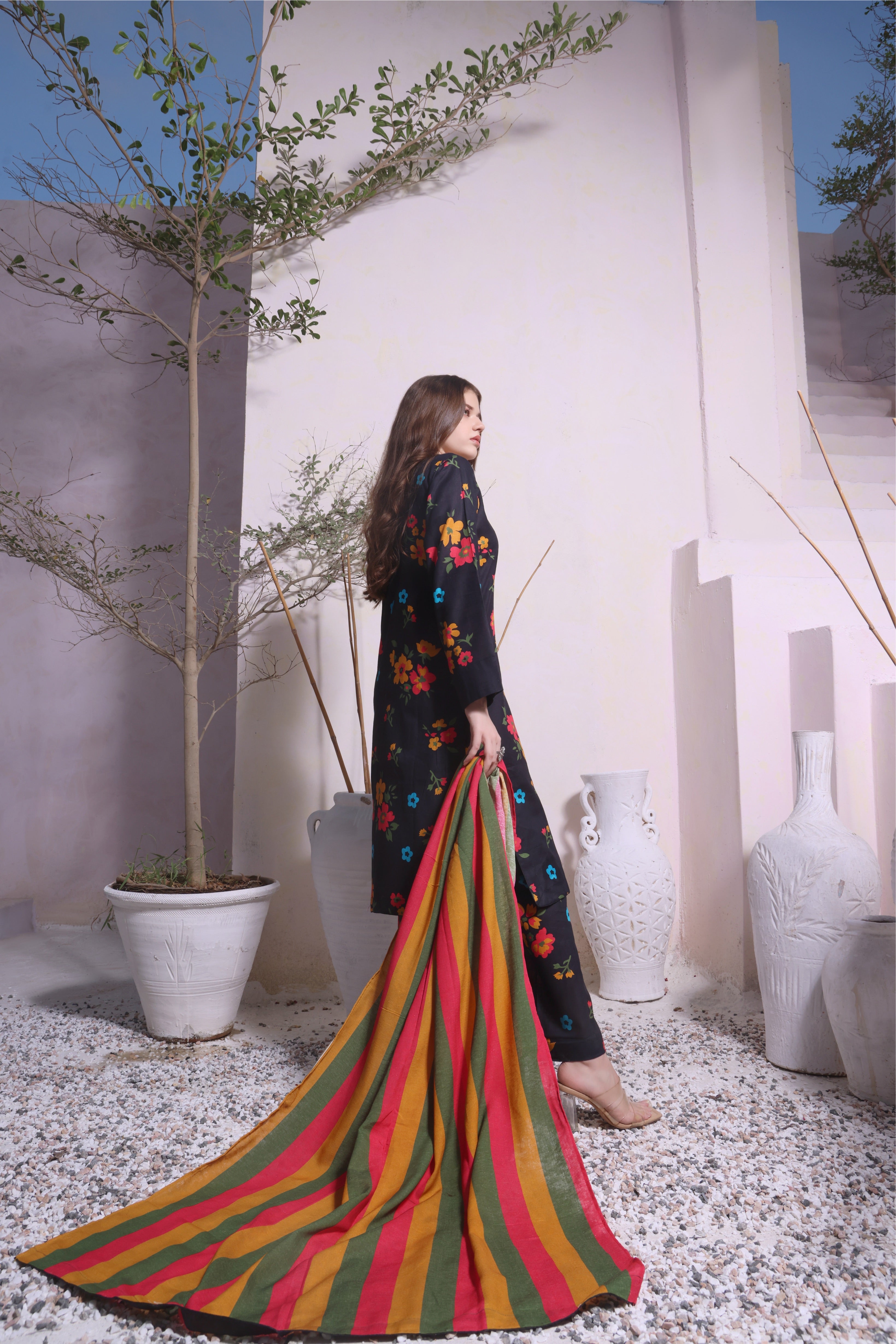 Feathers Unstitched 3 Piece Winter Collection-BLACK N BEAUTY-FT289