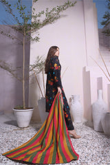 Feathers Unstitched 3 Piece Winter Collection-BLACK N BEAUTY-FT289