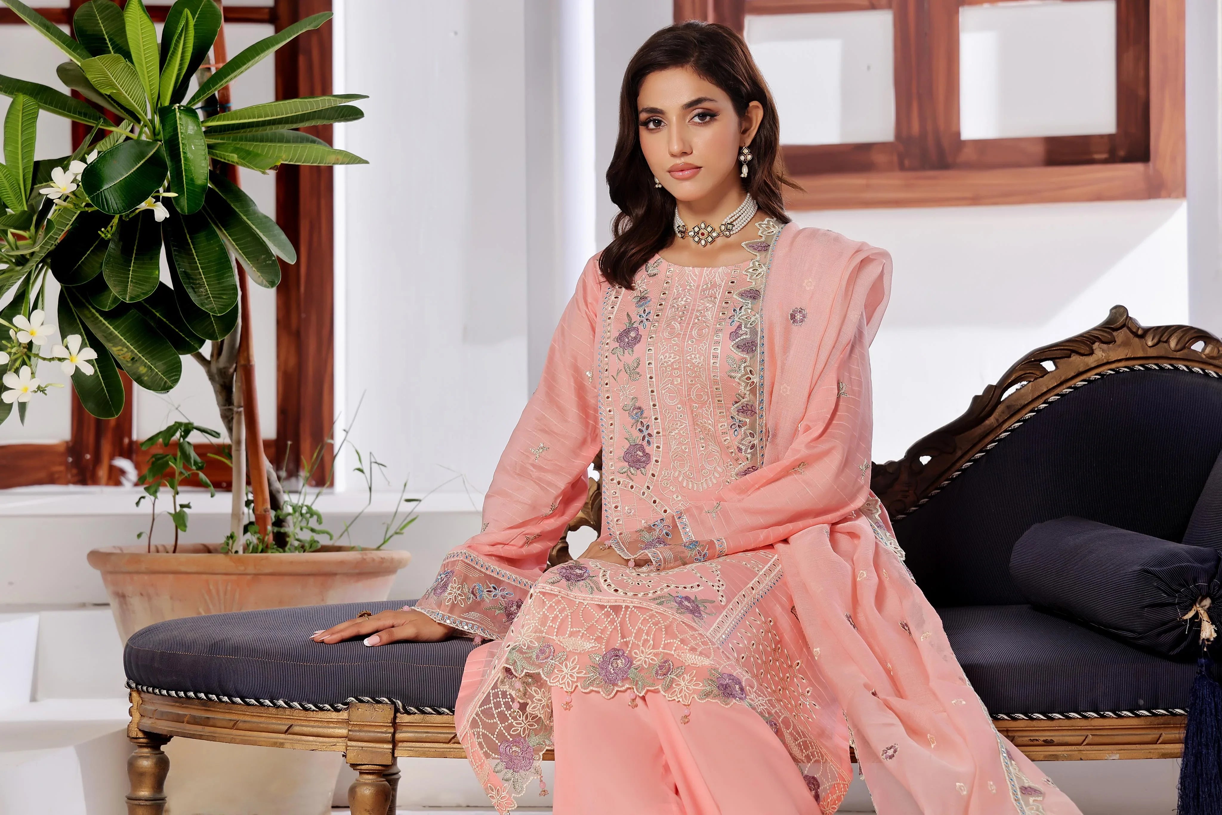 Dressline New Un Stitched 3 Pcs Premium Emb Chikankari Doriya Lawn Collection
