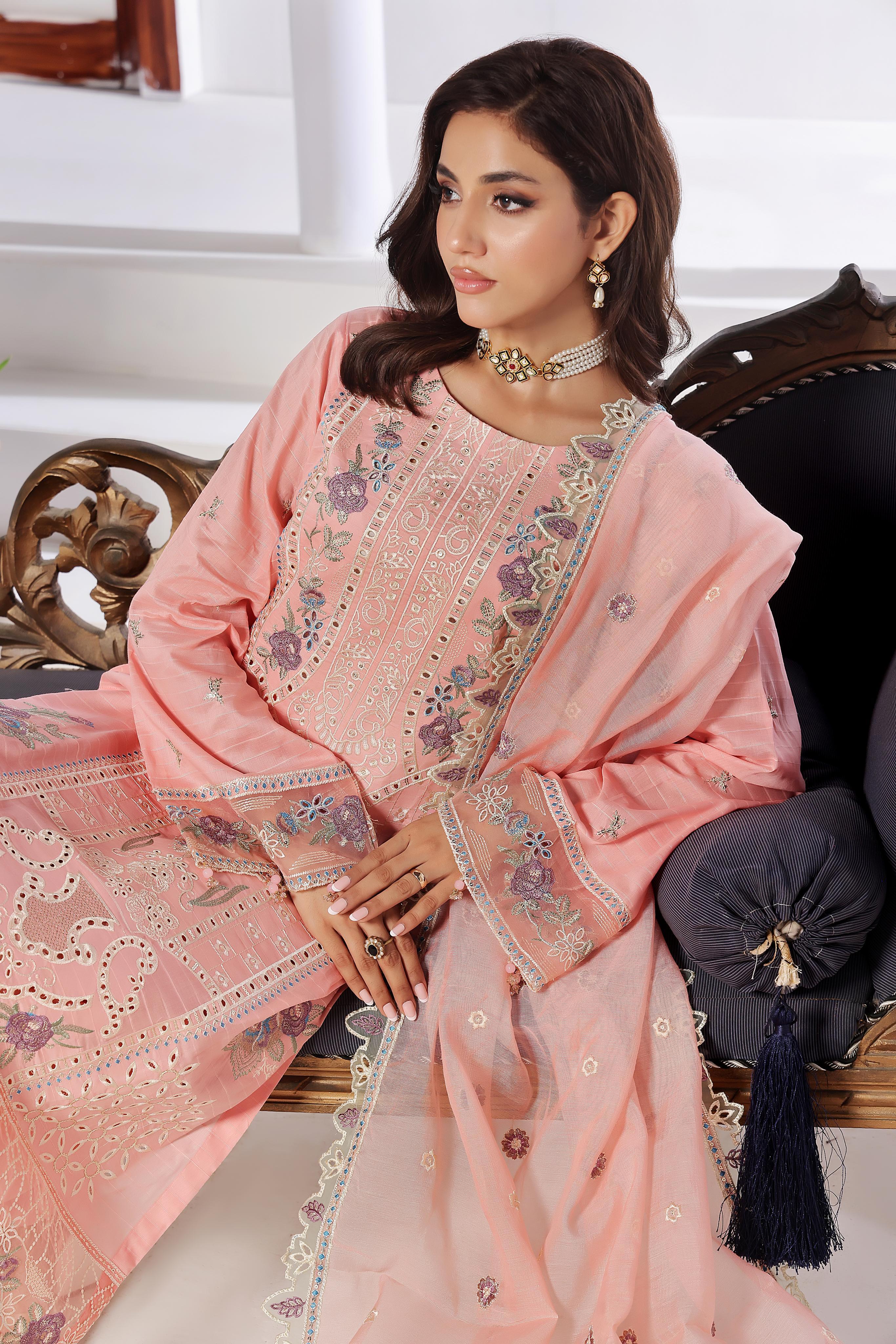 Dressline New Un Stitched 3 Pcs Premium Emb Chikankari Doriya Lawn Collection