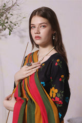 Feathers Unstitched 3 Piece Winter Collection-BLACK N BEAUTY-FT289