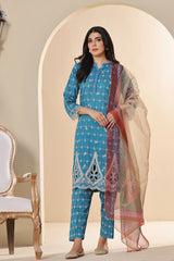 Dressline 3 Piece Emb Laserkari Lawn Suit 543