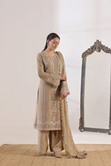 Amalya By Dressline Stitched 3 Piece Luxury Chiffon Formals Collection'2025-amalya-brown