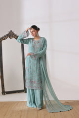 Amalya By Dressline Stitched 3 Piece Luxury Chiffon Formals Collection'2025-amalya-seagrn