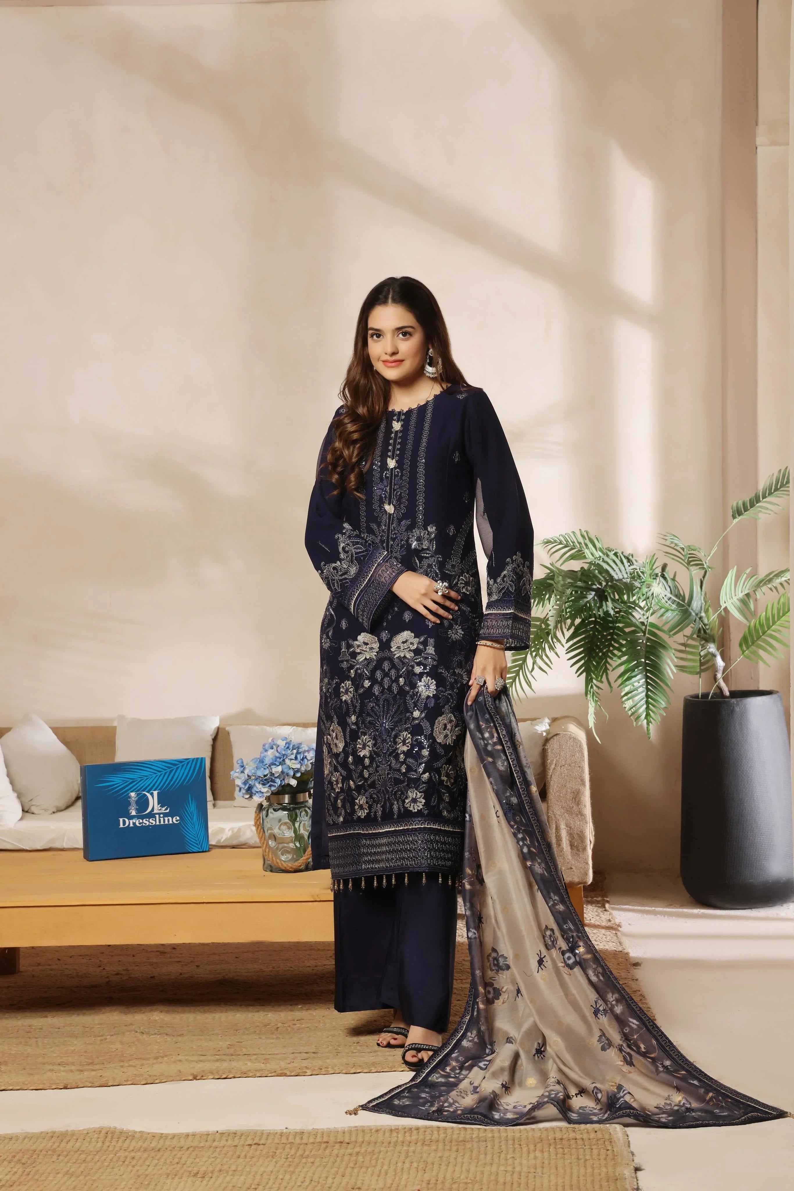 Dressline Launching New Semi Stitched 3 Pcs Emb Luxury Chiffon Collection