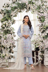 Dressline New Semi Stitched 3 Pcs Premium Dyed Lawn Fancy Full Chikankari With Sequence Emb Collection