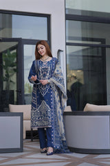 Dressline New Semi Stitched 3 Pcs Premium Dyed Lawn Fancy Full Chikankari With Sequence Emb Collection