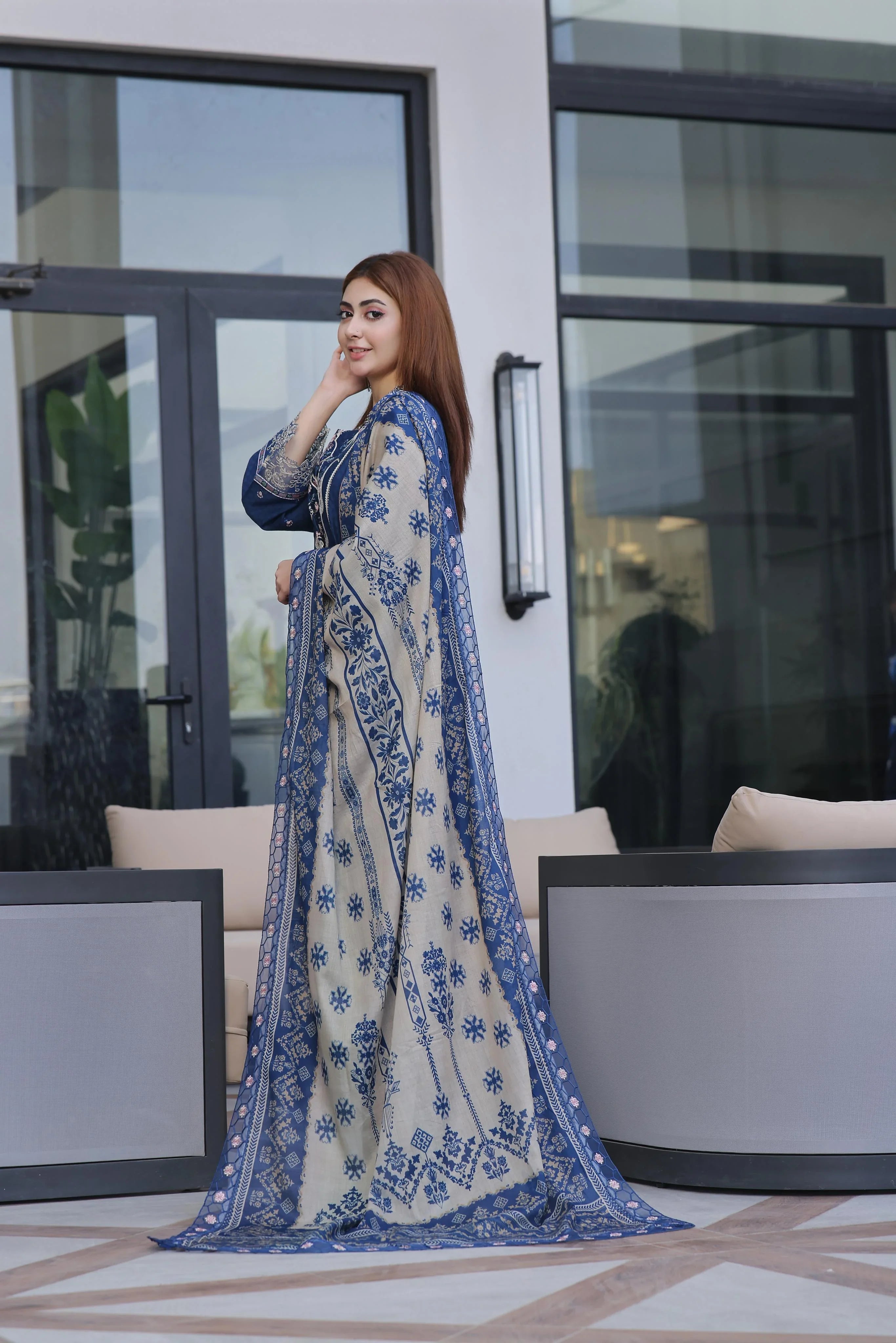 Dressline New Semi Stitched 3 Pcs Premium Dyed Lawn Fancy Full Chikankari With Sequence Emb Collection