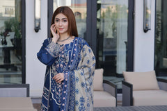 Dressline New Semi Stitched 3 Pcs Premium Dyed Lawn Fancy Full Chikankari With Sequence Emb Collection