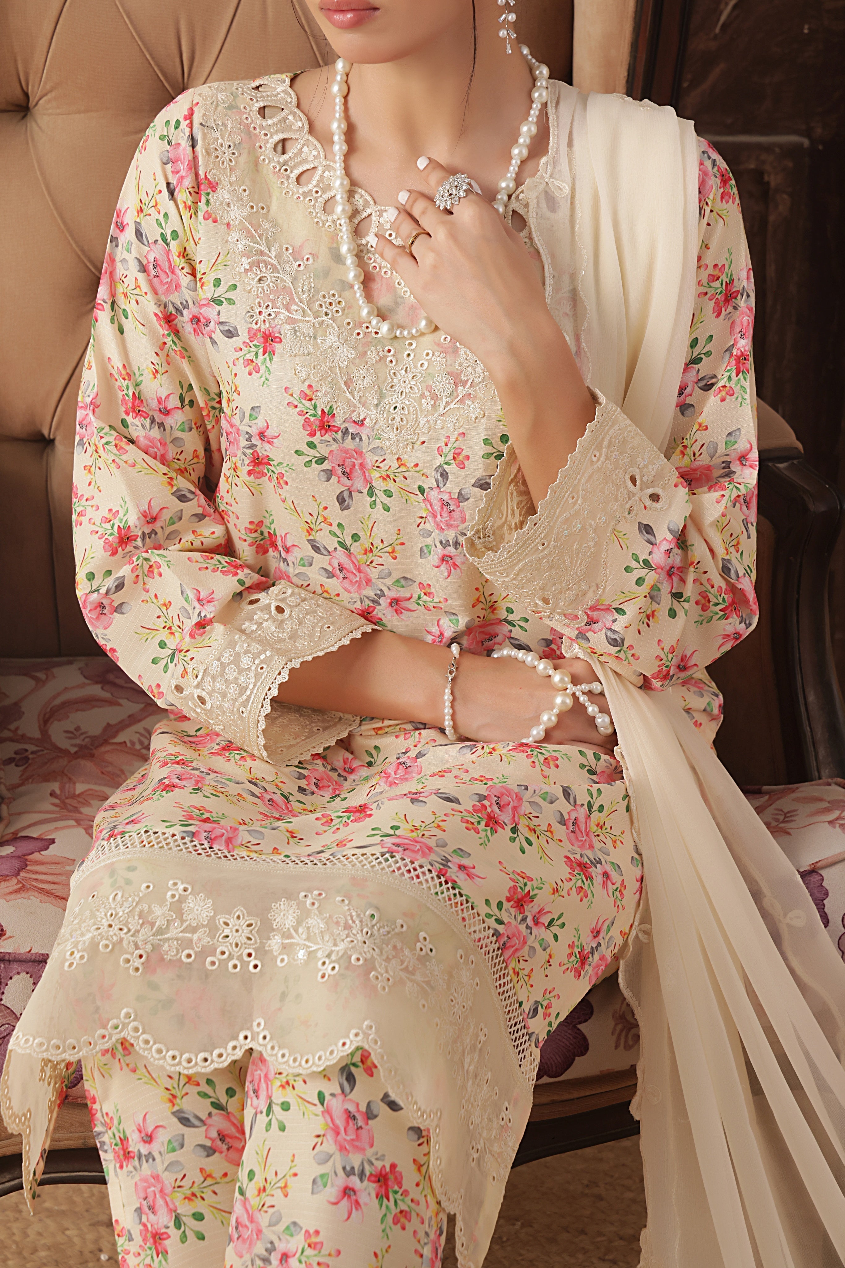 Dressline Azlin Stitched 3 Piece Luxury Emb Pp Staple Collection