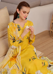 Feathers Unstitched 3 Piece Digital Printed Lawn Summer Suit-QUINCE-FT404