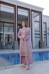 Dressline New Semi Stitched  3 Pcs Premium Emb Chikankari& Laserkari Jacquard Lawn Collection