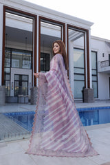 Dressline New Semi Stitched  3 Pcs Premium Emb Chikankari& Laserkari Jacquard Lawn Collection