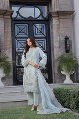 Dressline New Semi Stitched  3 Pcs Premium Emb Chikankari& Laserkari Jacquard Lawn Collection