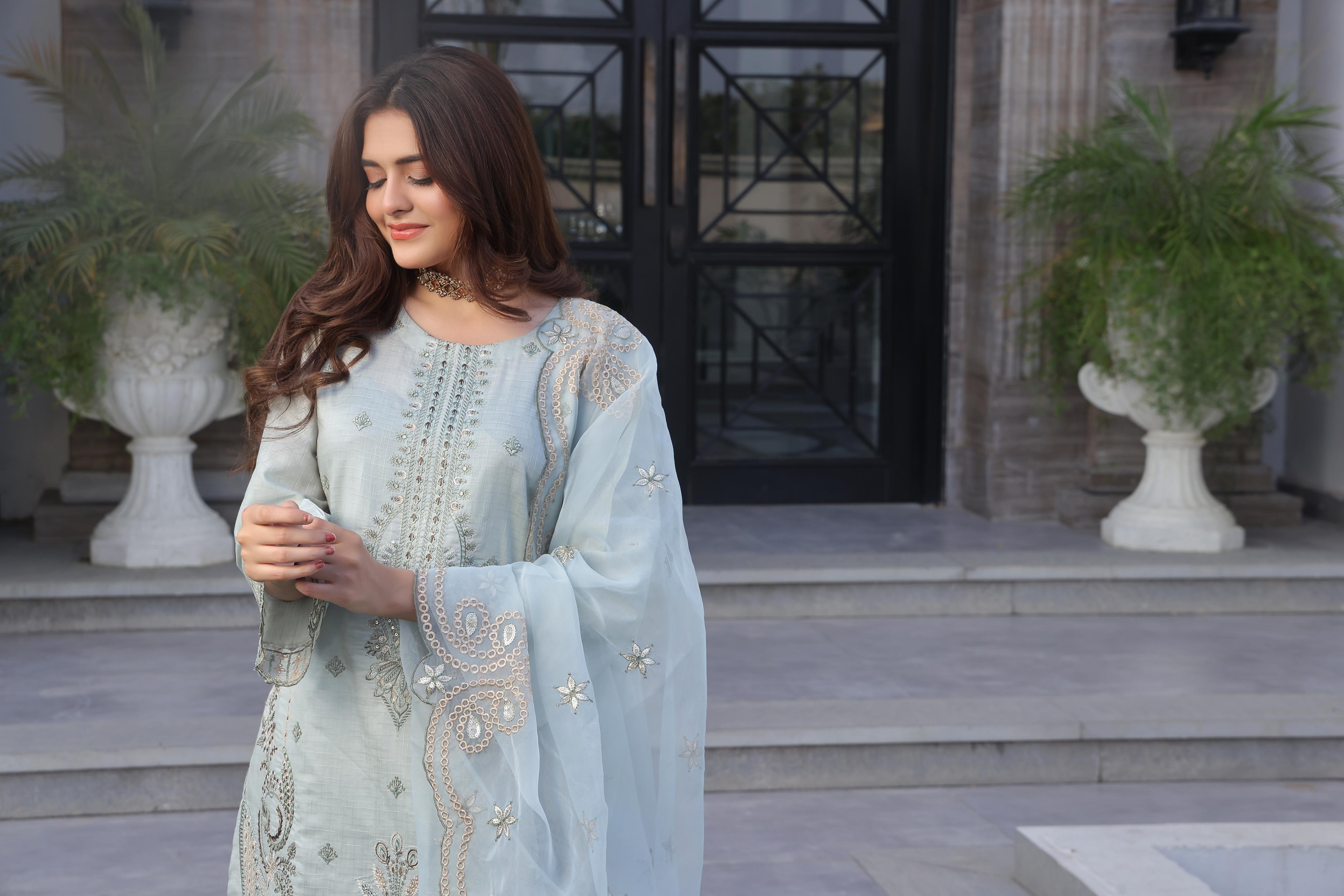 Dressline New Semi Stitched  3 Pcs Premium Emb Chikankari& Laserkari Jacquard Lawn Collection