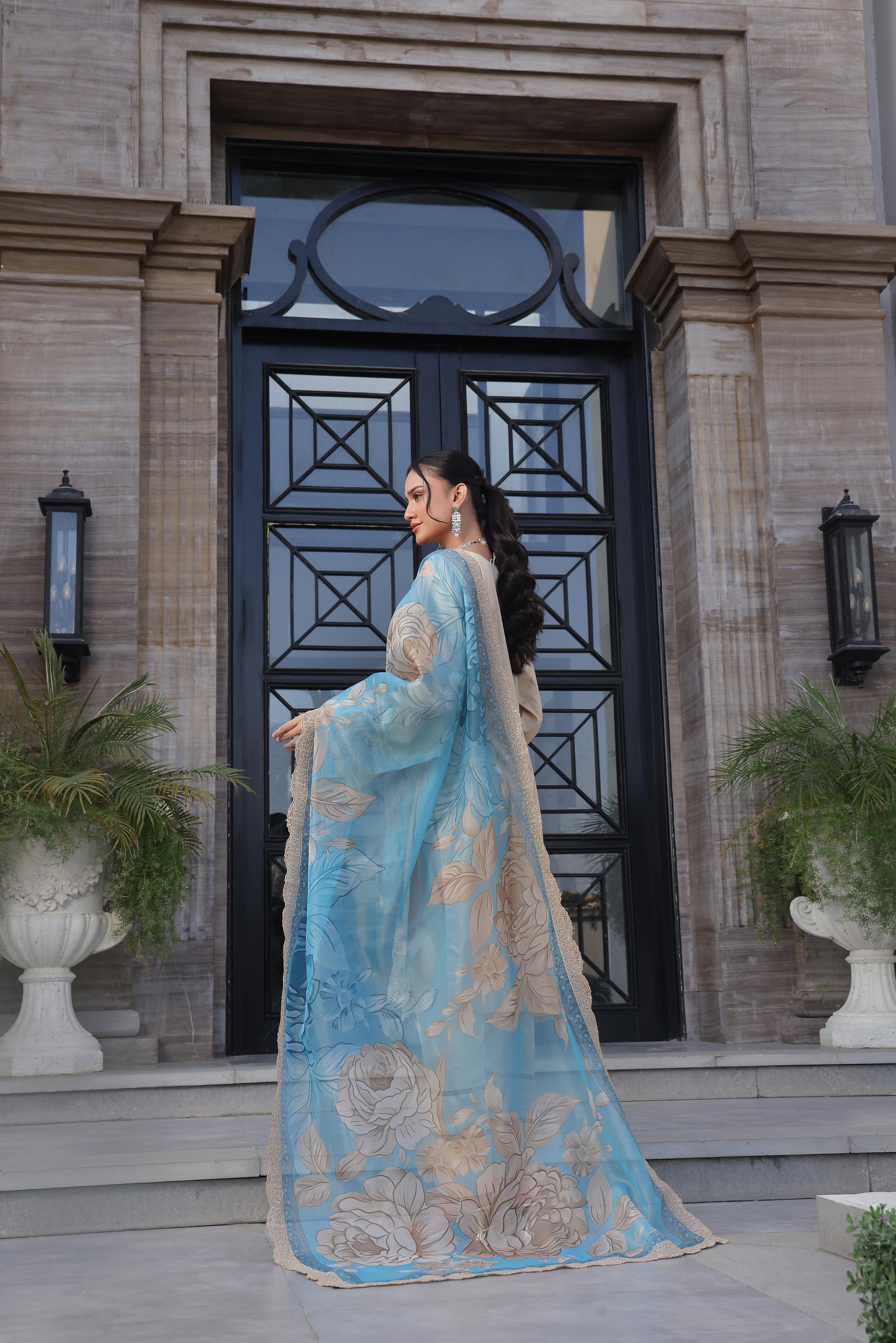 Dressline New Semi Stitched  3 Pcs Premium Emb Chikankari& Laserkari Jacquard Lawn Collection