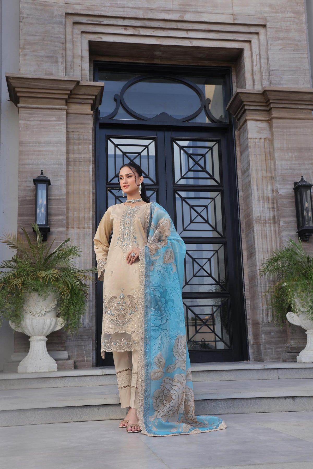 Dressline New Semi Stitched  3 Pcs Premium Emb Chikankari& Laserkari Jacquard Lawn Collection