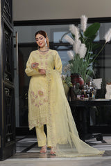 Dressline New Semi Stitched  3 Pcs Premium Emb Chikankari& Laserkari Jacquard Lawn Collection