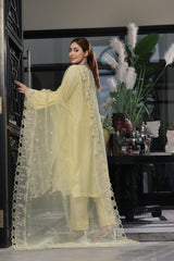 Dressline New Semi Stitched  3 Pcs Premium Emb Chikankari& Laserkari Jacquard Lawn Collection